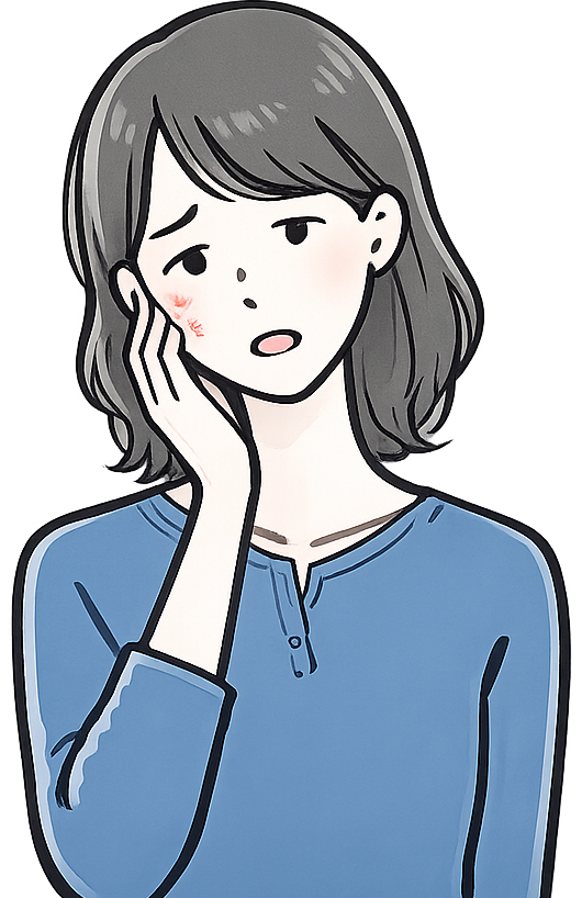 口内炎が治らず悩む女性